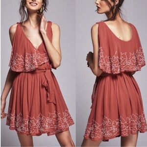 Free People Sylvia Dusty Rose Wrap Mini Dress